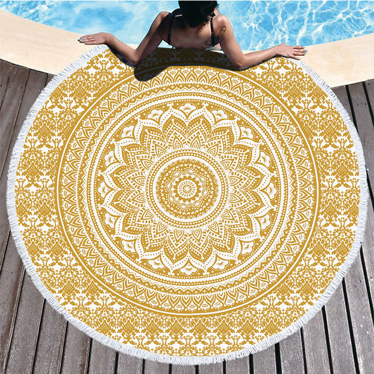 Round Printed Microfiber Beach Towel