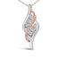 Collar de Pendiente de Diamante en Espiral de Plata Esterlina Baño de Oro Rosa de 14k