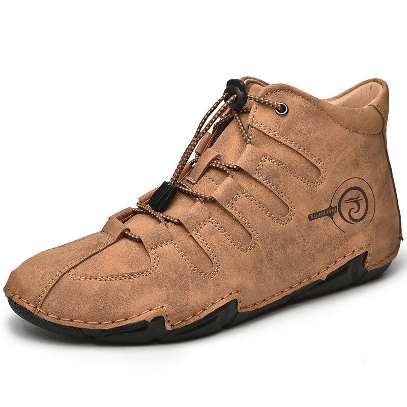 Bottes en cuir pour hommes premium - Chaussures d'extérieur en peluche chaude