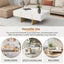 ON-TRANS 47.2 inch x 31.4 inch multifunctional rectangular sofa table with 2 drawers and gold wood grain leg center table, white - Korvel