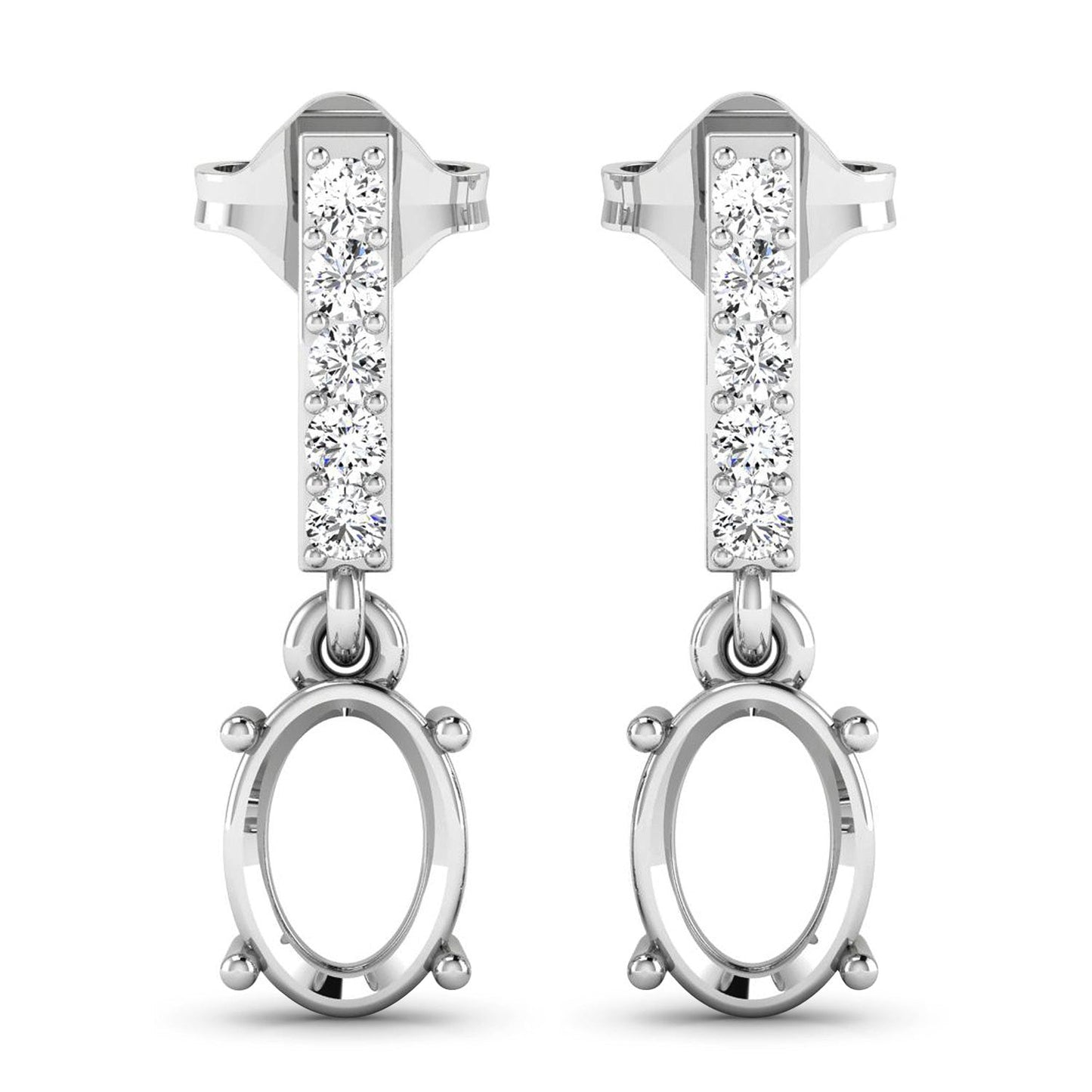 0.14 Carat Genuine White Diamond 14K White Gold Semi Mount Earrings