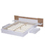 Queen Size Platform Bed with Headboard, Drawers, Shelves, USB Ports and Sockets  White - Korvel