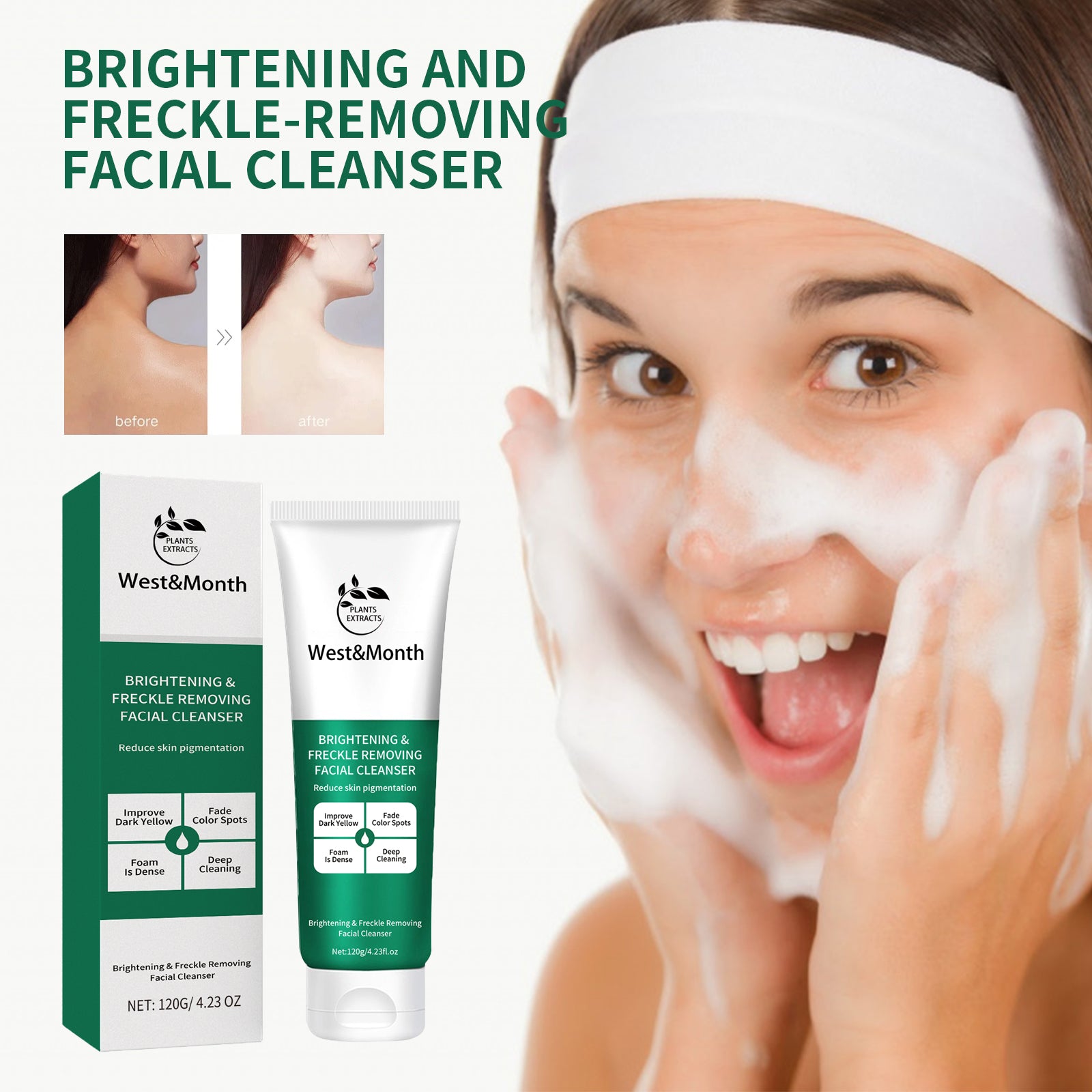 Brightening And Freckle-removing Facial Cleanser, Cleansing And Brightening Skin Moisturizing And Non-tightening Cleanser - Korvel