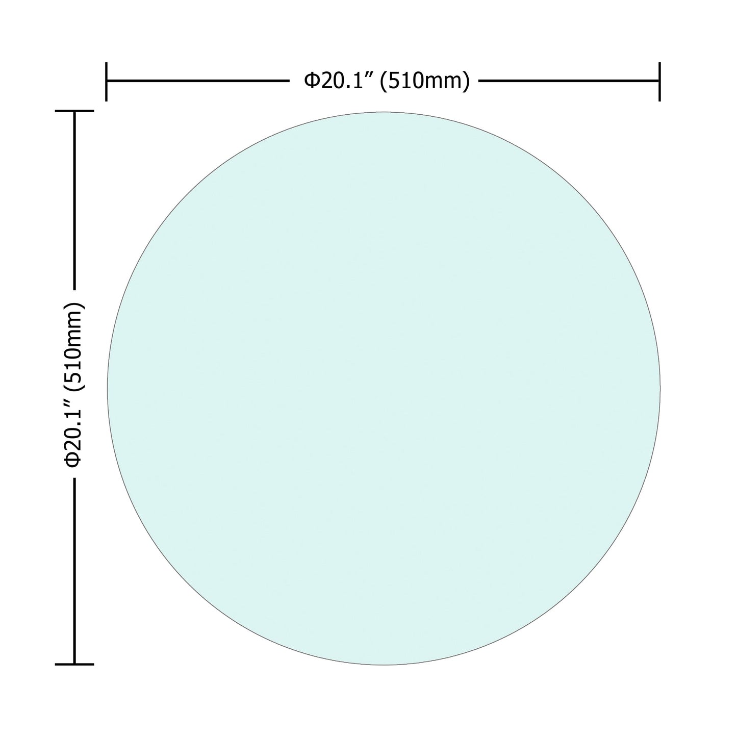 20" Inch Round Tempered Glass Table Top Clear Glass 1/4" Inch Thick Round Polished Edge - Korvel
