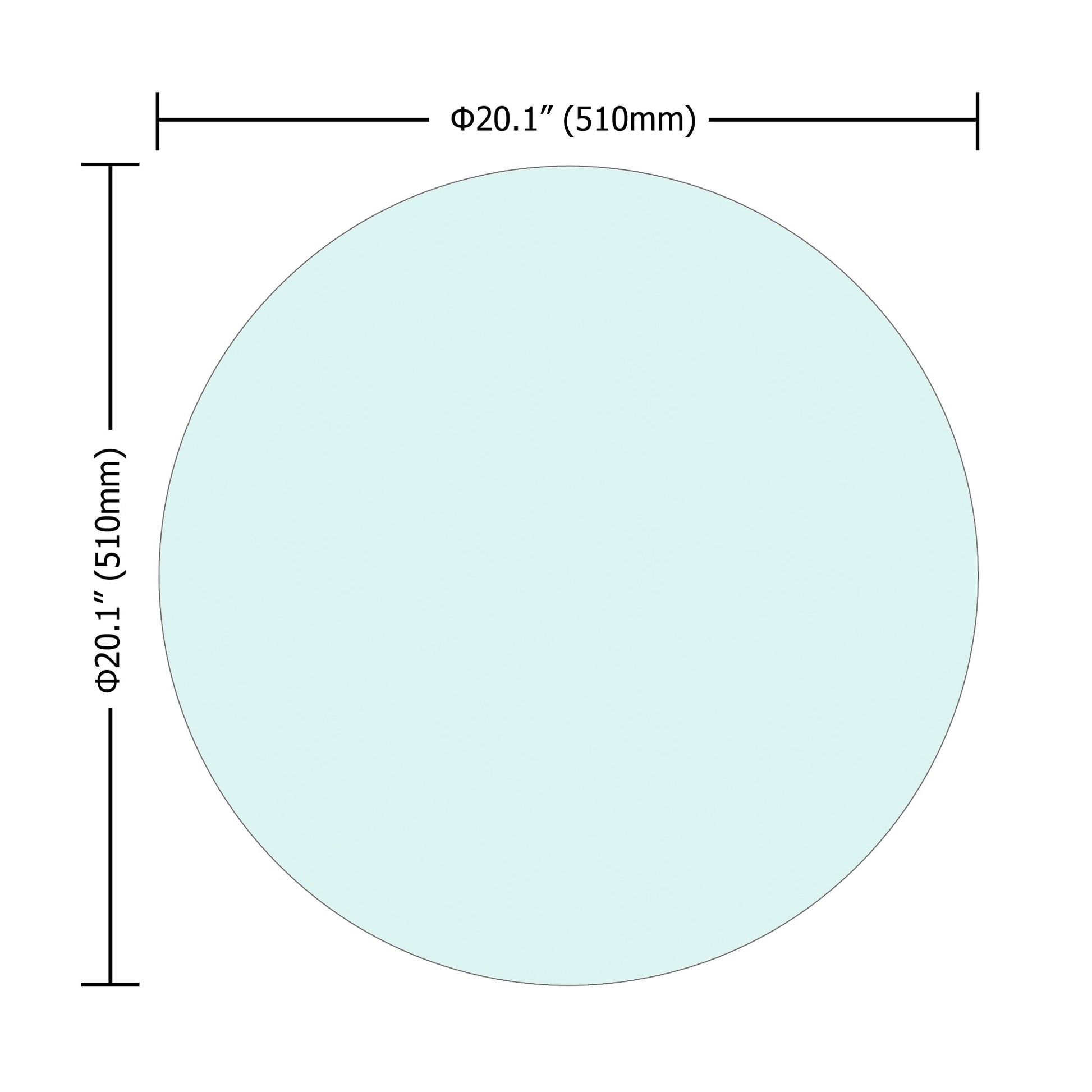 20" Inch Round Tempered Glass Table Top Clear Glass 1/4" Inch Thick Round Polished Edge - Korvel