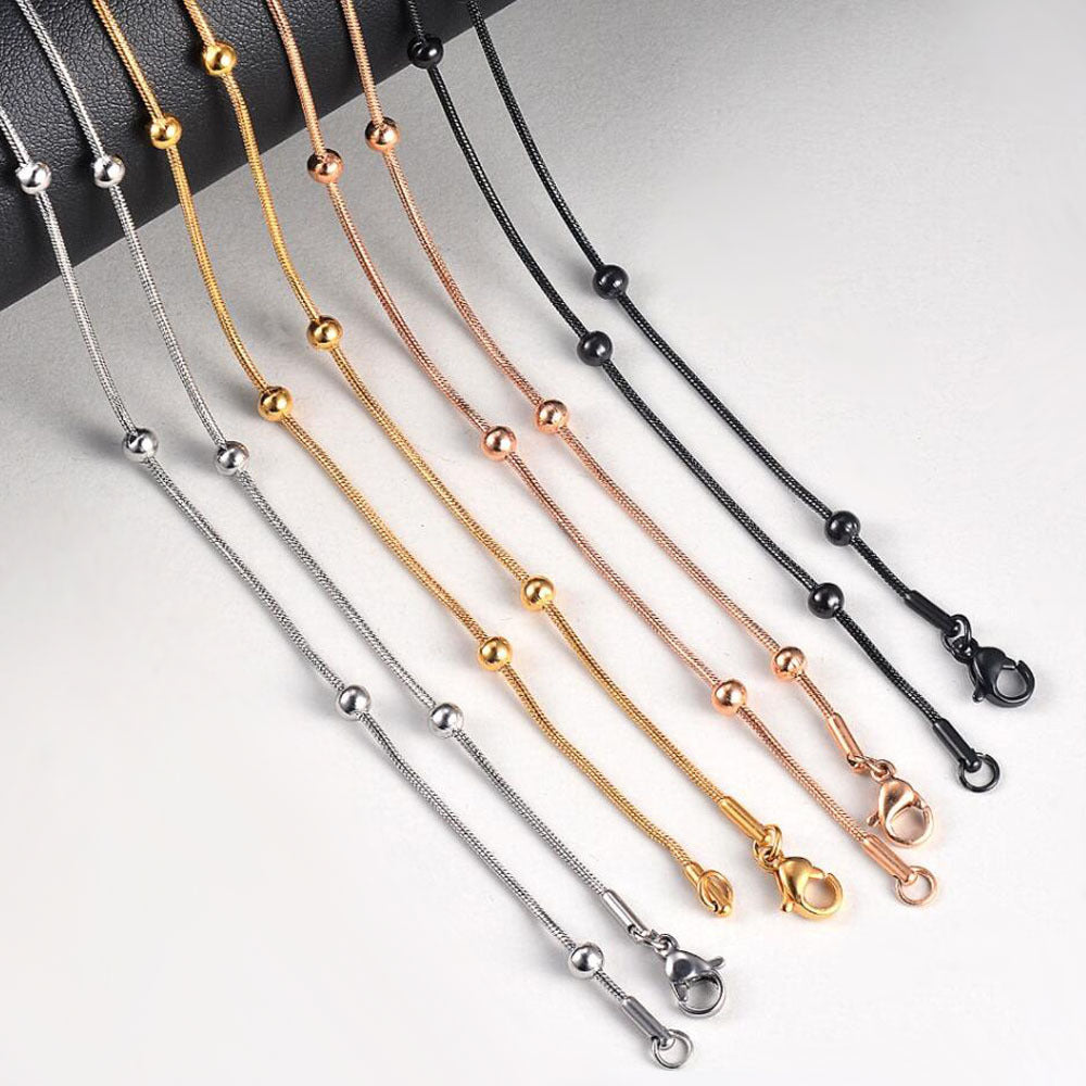 Fashion stainless steel round snake bag bead chain multi-color accessory chain necklace collarbone chain - Korvel