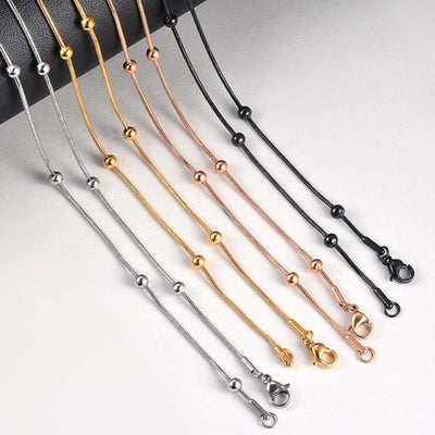 Fashion stainless steel round snake bag bead chain multi-color accessory chain necklace collarbone chain - Korvel