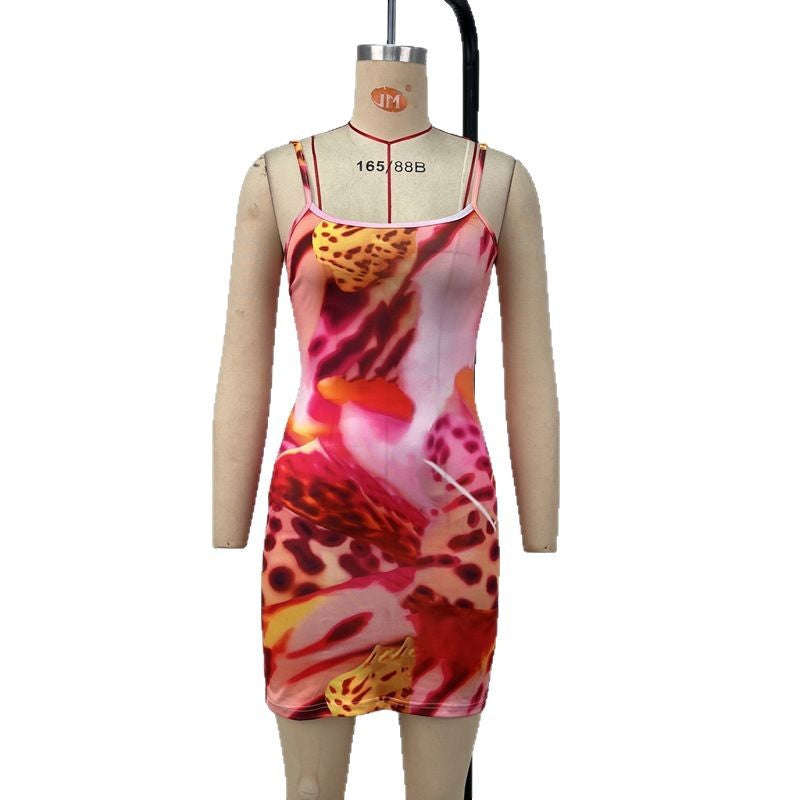 Vestido de Falda Ajustada Sin Tirantes con Estampado Floral para Mujeres