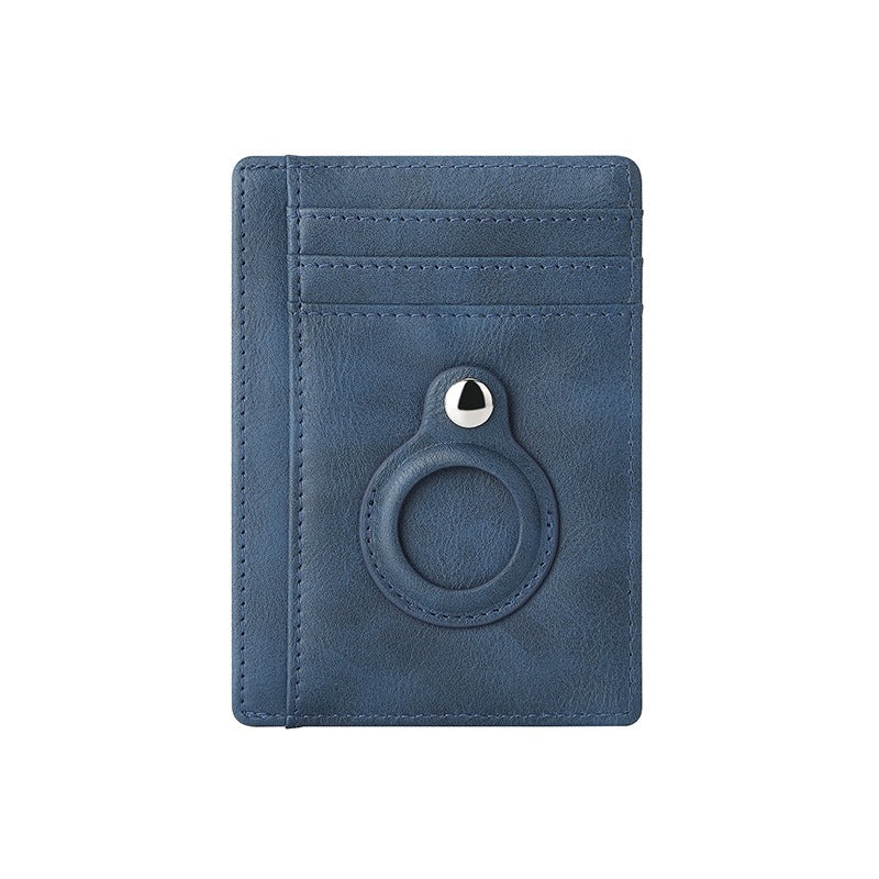 AirTag multi-card slot Apple tracker anti-lost protective cover card bag anti-theft brush Crazy Horse PU leather RFID bag - Korvel