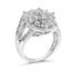 Sterling Silver 1.0 Cttw Diamond Swirl Cluster Ring