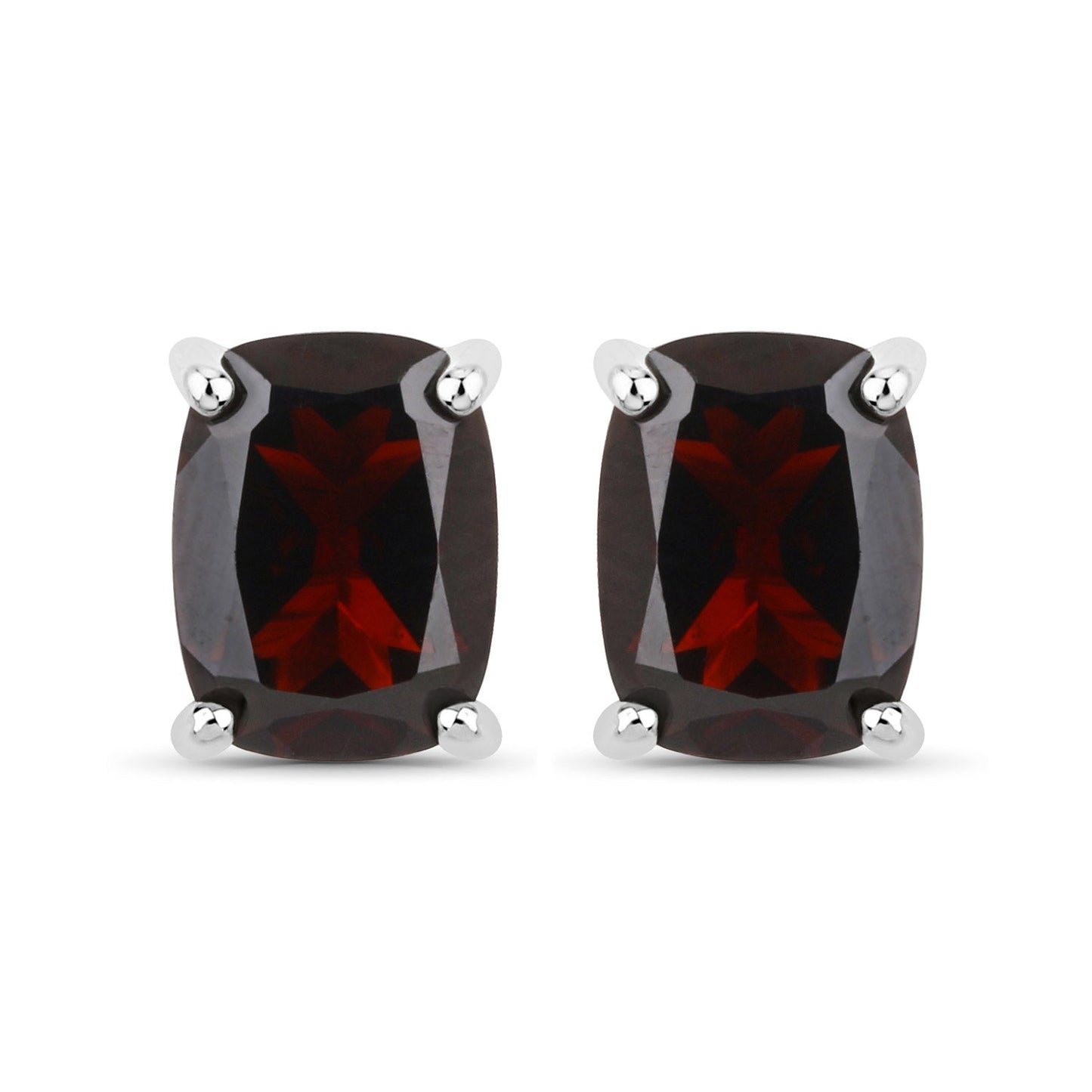 Boucles d'oreilles en grenat avec plaquage en or blanc 18K en argent sterling