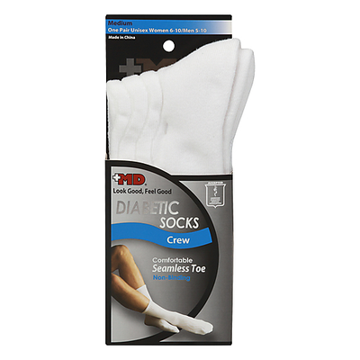 Chaussettes Diabétiques Blanches MD - Taille Moyenne (1 Paire)