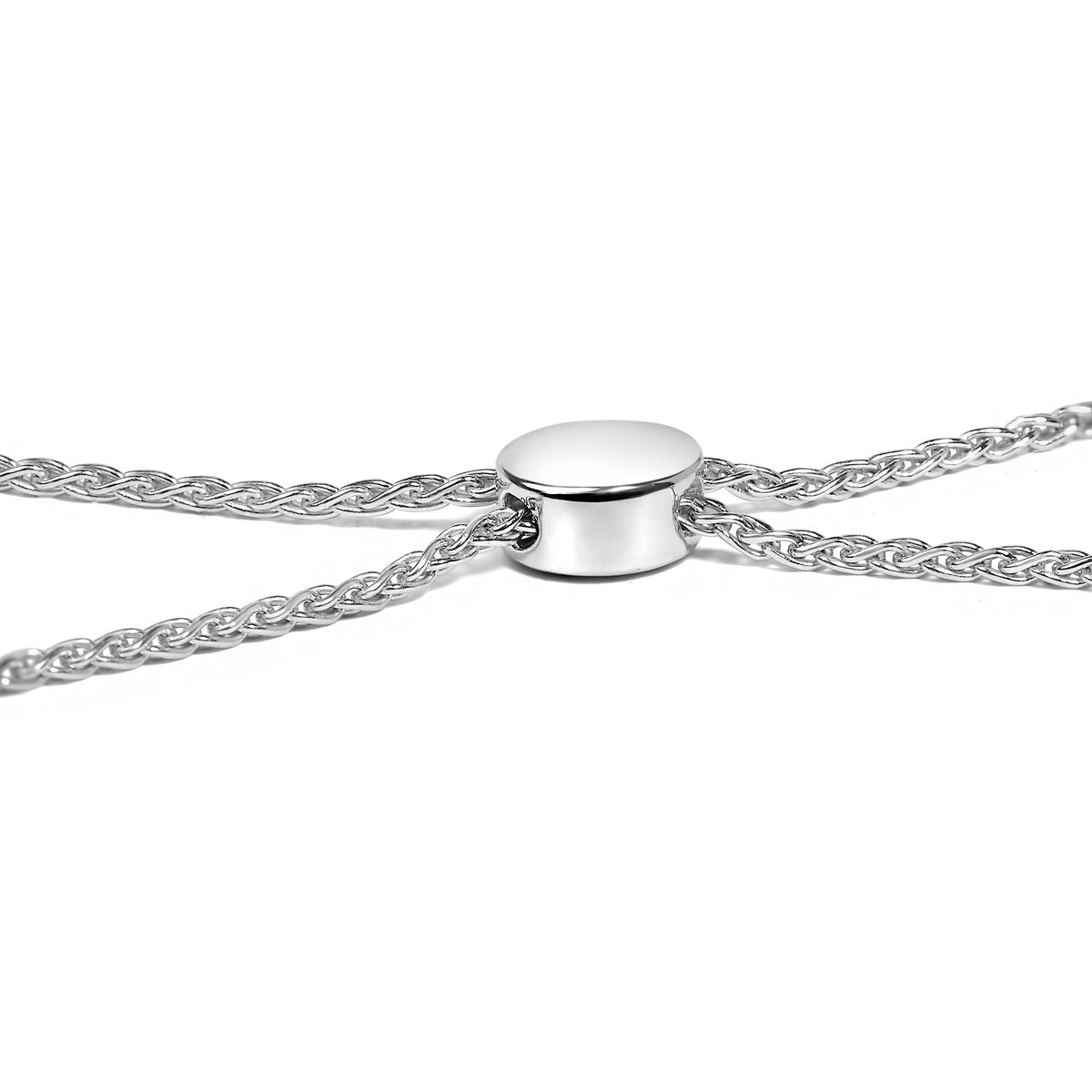 .925 Sterling Silver Diamond Double Wave Bolo Bracelet