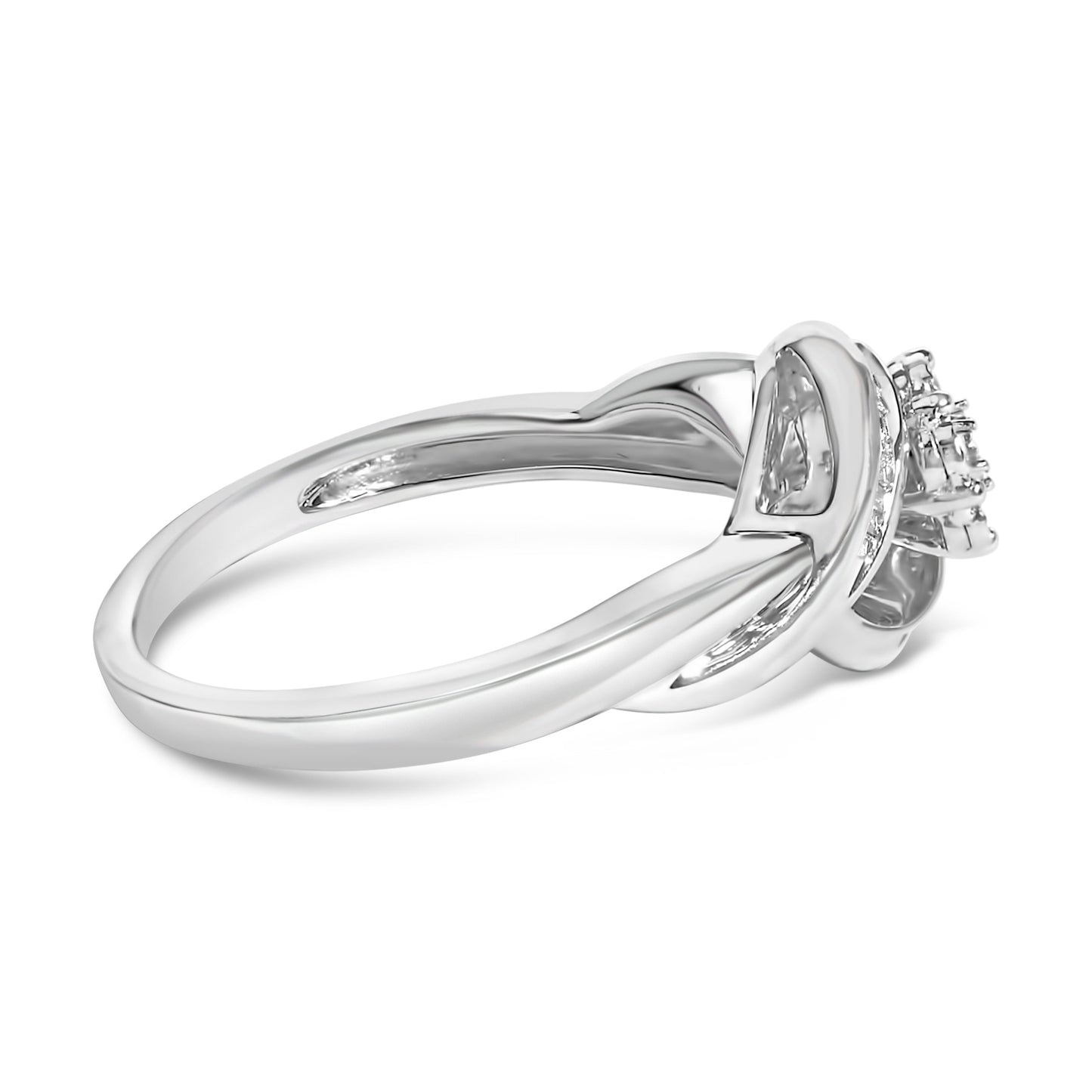 Anillo de Grupo de Diamantes Bypass de Plata Esterlina 1/10 Cttw