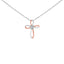 Collar con colgante de cruz de plata esterlina con acento de diamante chapado en oro rosa de 10K