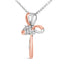 Collar con colgante de cruz de plata esterlina con acento de diamante chapado en oro rosa de 10K