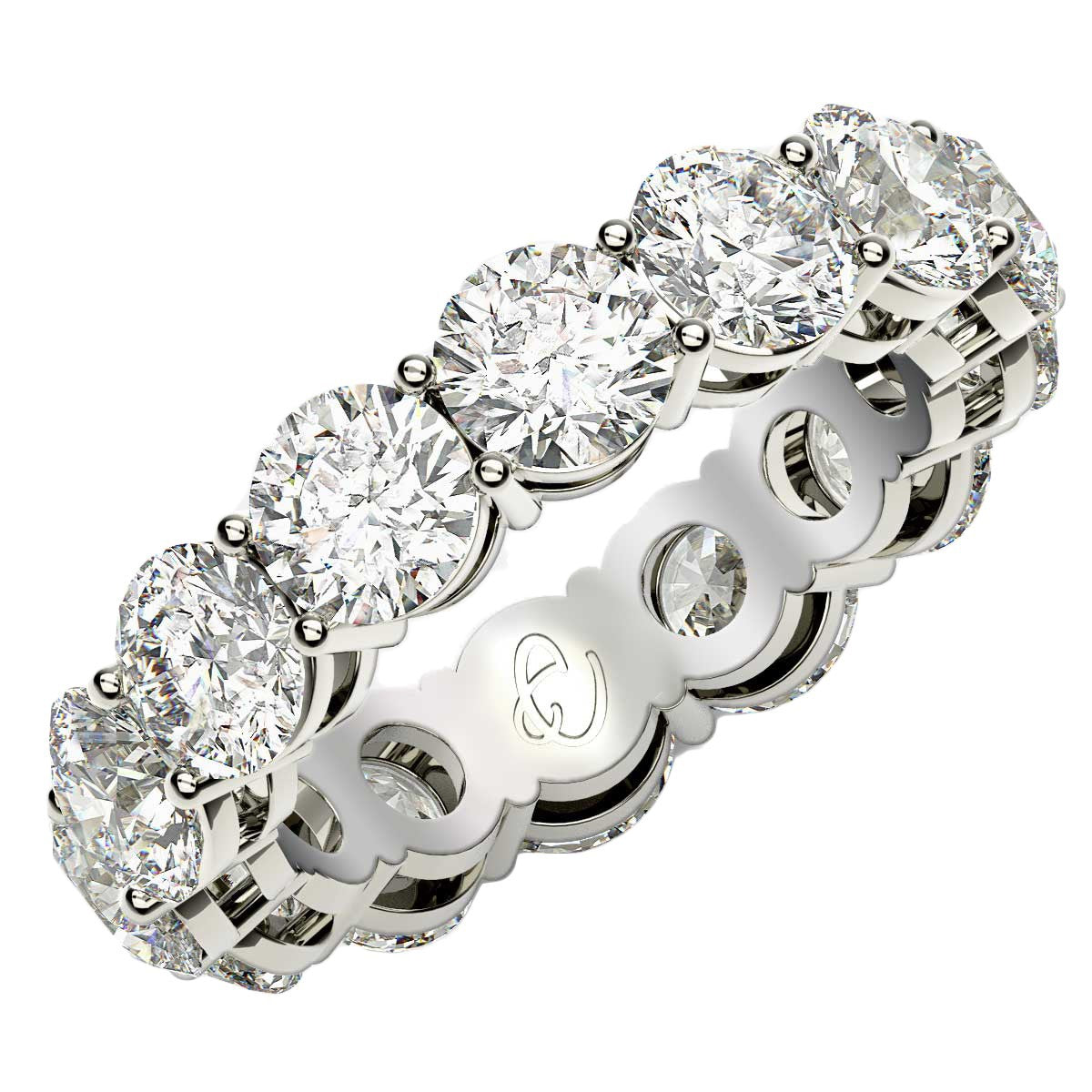 Bague d'éternité en diamant lab grown taille ronde en or blanc 14k