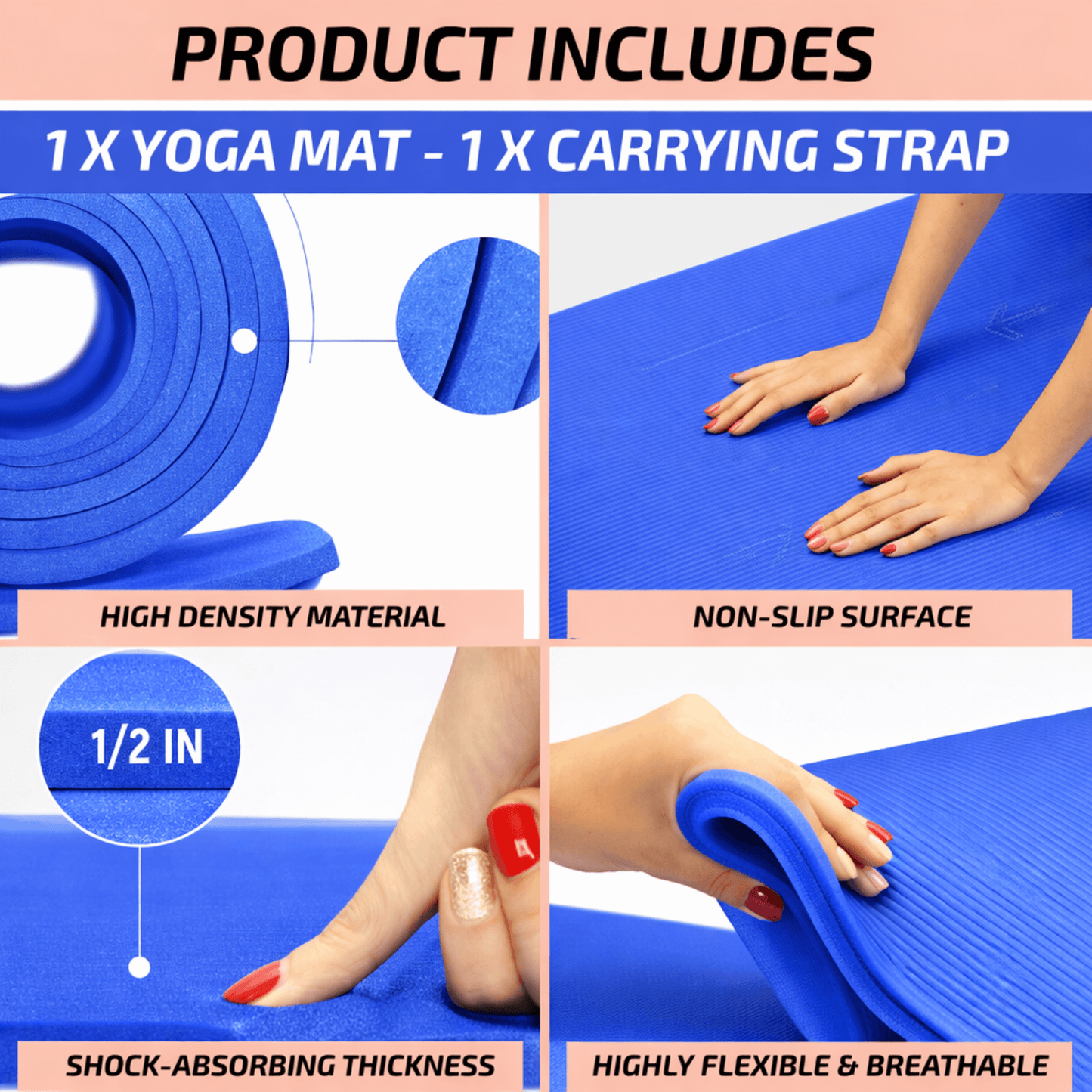 XGear Fitness Esterilla de Yoga de Viaje Gruesa con Correa de Transporte