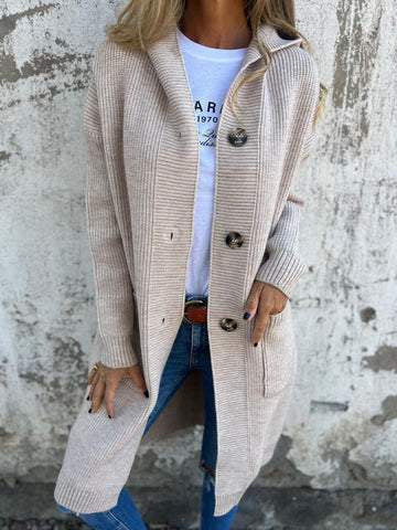 Mid-Length Light Gray Sweater Cardigan for Women