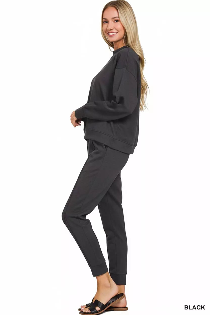 Ensemble Sweatshirt à Col Montant et Joggers Zenana
