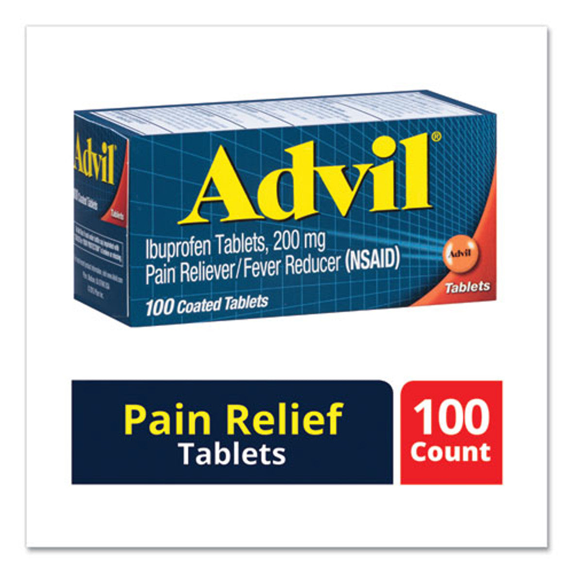 Advil Ibuprofen Tablets, 200 mg - Pain Relief, 100 Count