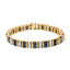 Pulsera de eslabones de diamantes y zafiros azules de oro amarillo de 14K - 7"