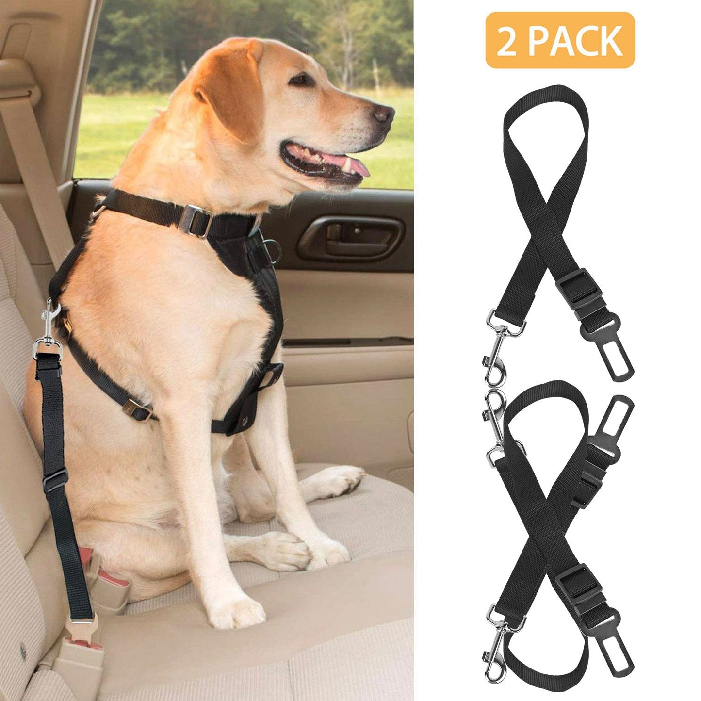 Ceinture de sécurité pour chien GBruno sans les mains - Pack de 2