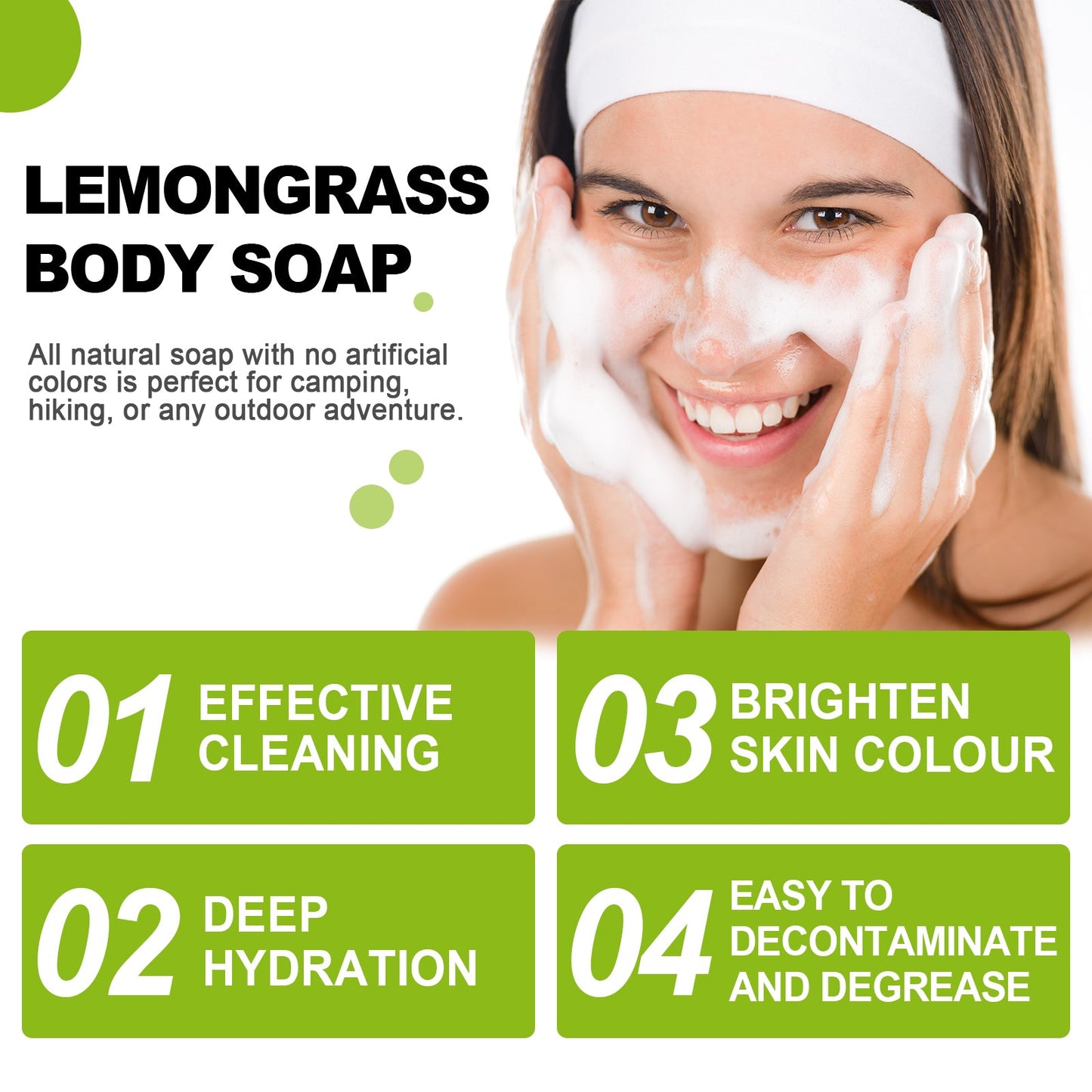 Citronella Bath Soap Gently Cleanses Skin, Lightening Acne Mark, Hydrating Oil Control Whitening Non-Sticky Soap - Korvel