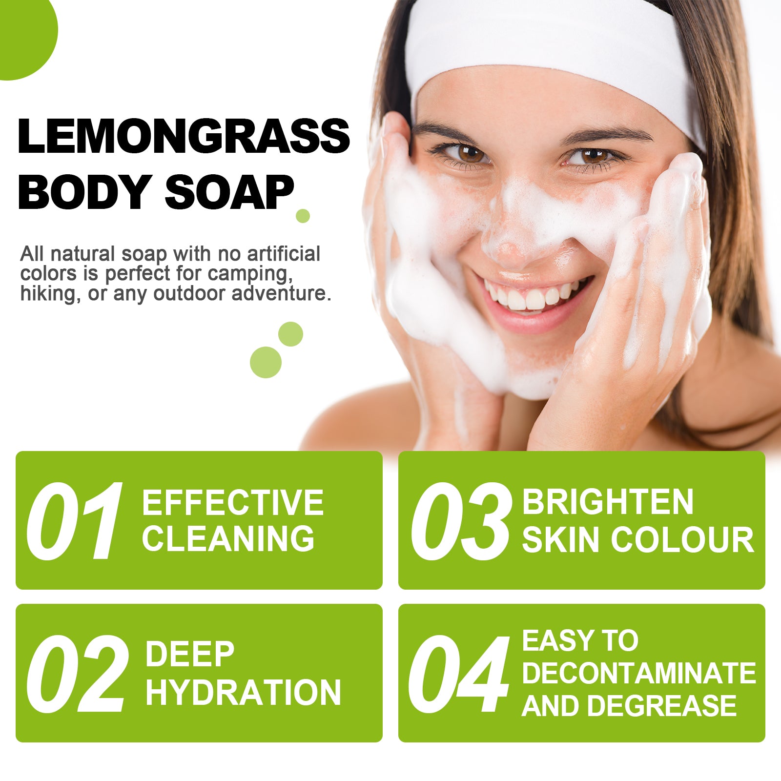 Citronella Bath Soap Gently Cleanses Skin, Lightening Acne Mark, Hydrating Oil Control Whitening Non-Sticky Soap - Korvel