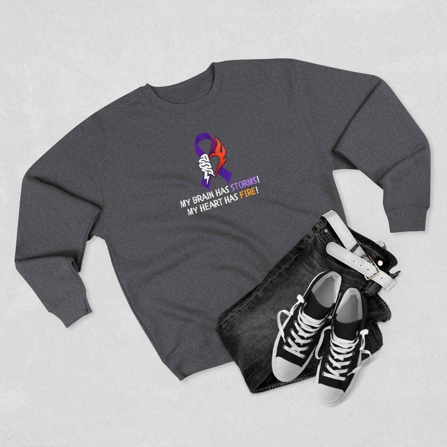 Epilepsy Awareness Unisex Sweatshirt - Brain Storms & Heart Fire