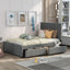 Linen Upholstered Platform Bed With Headboard and Two Drawers Full - Korvel