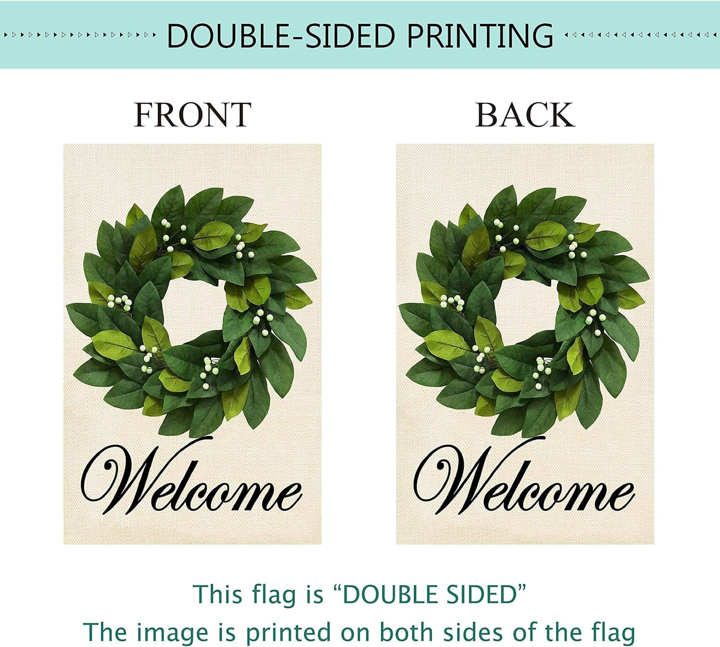 Drapeau de jardin Bienvenue Couronne de Feuilles de Magnolia Printemps Été