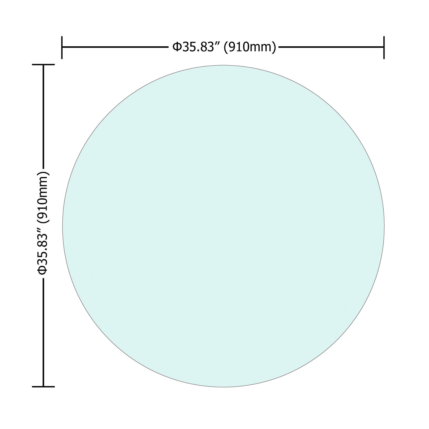 36" Inch Round Tempered Glass Table Top Clear Glass 1/4" Inch Thick Flat Polished Edge - Korvel