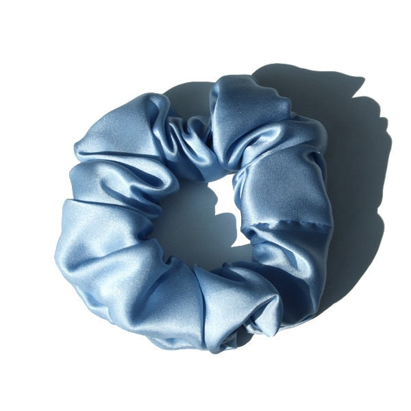 Pure Silk Large Scrunchies Ropes Hair Bands Ties Elastics Ponytail Holders for Women Girls Hair Accessories 19 Momme 3.5CM - Korvel