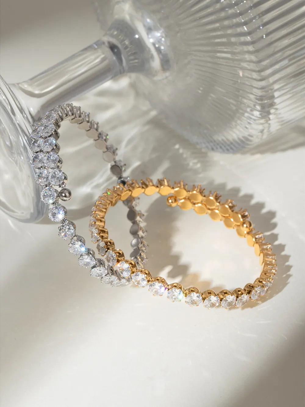 Stainless Steel Inlaid Zircon Bracelet - Korvel