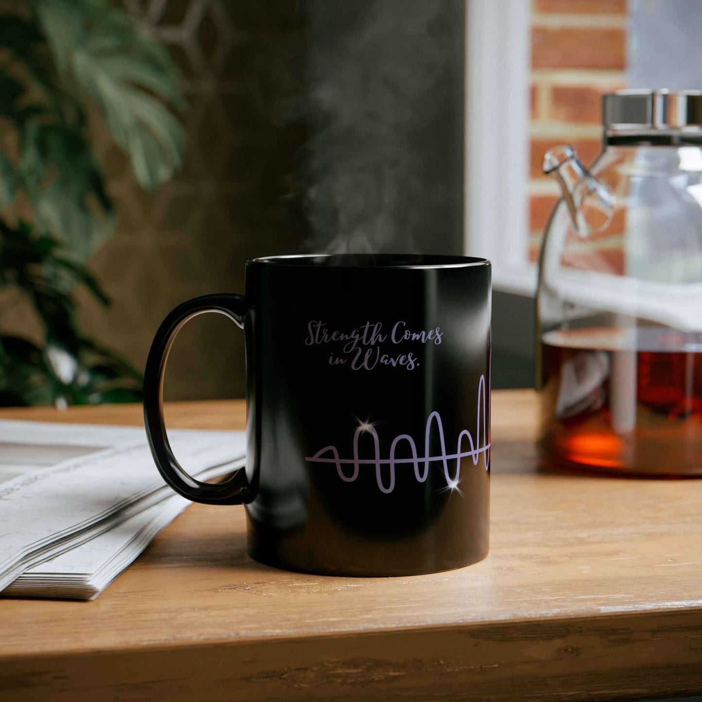 Waves of Strength Black Awareness Mug - 11oz & 15oz