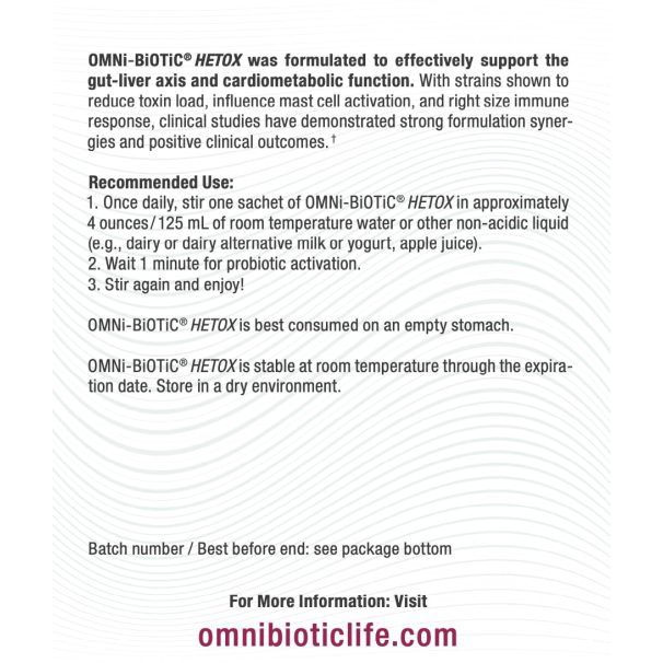 Suplemento Probiótico OMNi BiOTiC HETOX para el Apoyo del Intestino y el Hígado