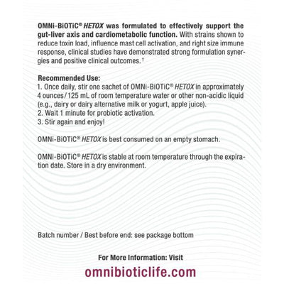 OMNi BiOTiC HETOX Probiotic Supplement for Gut-Liver Support