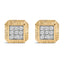 10K Yellow Gold Plated Sterling Silver Diamond Halo Stud Earrings