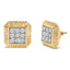 10K Yellow Gold Plated Sterling Silver Diamond Halo Stud Earrings