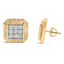 10K Yellow Gold Plated Sterling Silver Diamond Halo Stud Earrings