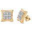 10K Yellow Gold Plated Sterling Silver Diamond Halo Stud Earrings