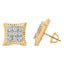 10K Yellow Gold Plated Sterling Silver Diamond Halo Stud Earrings