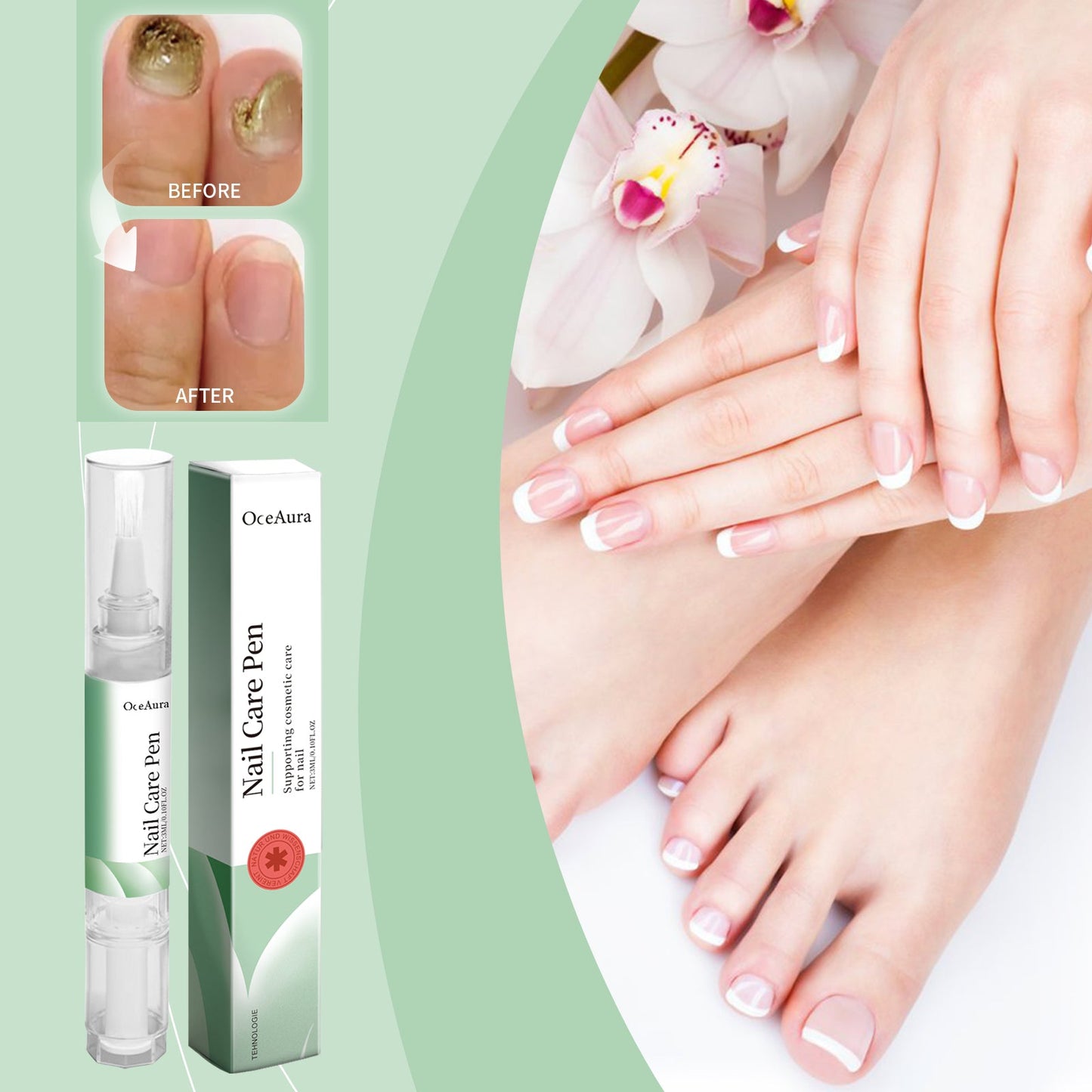 Oceaura Nail Care Solution, Gentle Moisturizing, Cleaning, Anti-Cracking, Peeling, Hydrating And Moisturizing Hand And Foot Care - Korvel