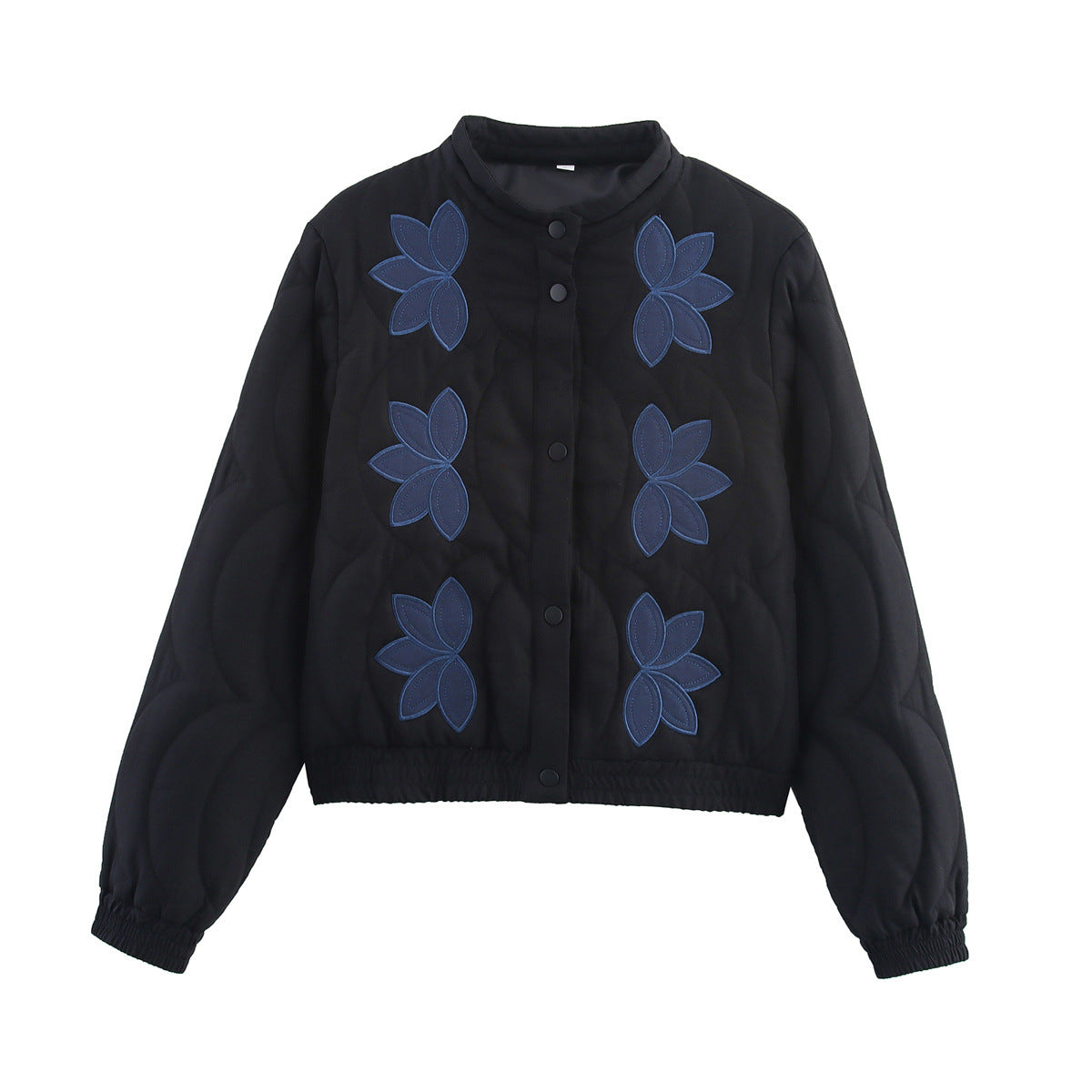 French Embroidered Cotton-Padded Bomber Jacket for Women