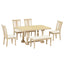 Traditional 6-Piece 78inch Trestle Extendable Dining Table Set with One 18inch Removable Leaf Padded Dining Chairs Bench,Natural - Korvel