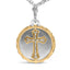 14K Yellow Gold Plated Sterling Silver Diamond Cross Medallion Necklace