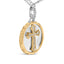 14K Yellow Gold Plated Sterling Silver Diamond Cross Medallion Necklace