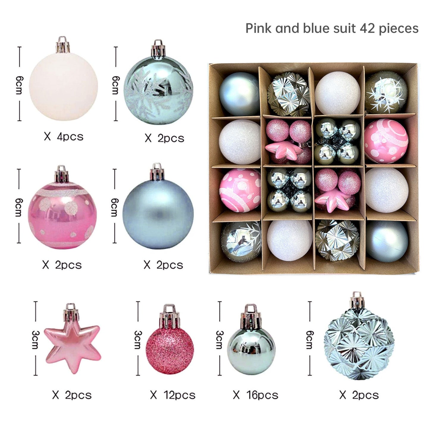 Christmas decoration 6cm electroplated ball plastic ball special-shaped painted Christmas ball gift Christmas tree pendant - Korvel