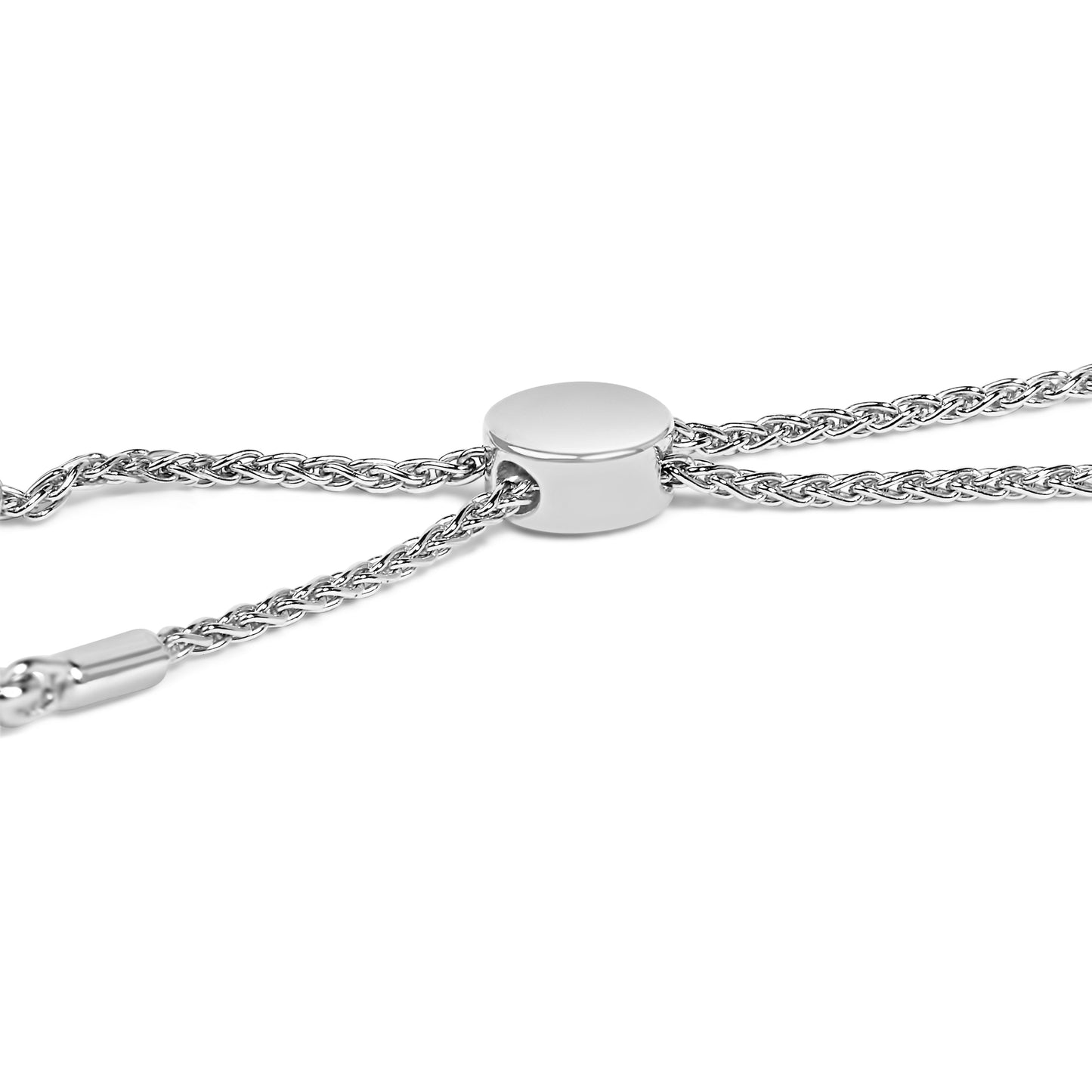 .925 Sterling Silver Diamond Weave Bolo Bracelet